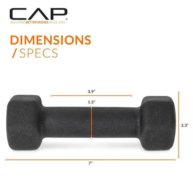 Alt view image 4 of 7 - CAP Barbell 2 LB Neoprene Dumbbell Hand Weights - Pair | Black