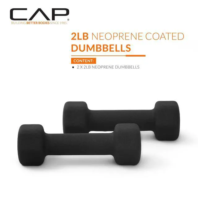 Alt view image 2 of 7 - CAP Barbell 2 LB Neoprene Dumbbell Hand Weights - Pair | Black