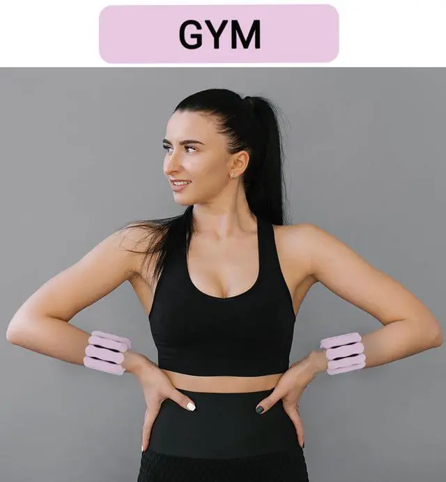 Alt view image 2 of 7 - Wrist Weights Adjustable Ankle Weights for Women Men 1lb*2 Silicone Arm & Leg Weighted Bracelet for Yoga Pilates Running Walking Swimming Physical Therapy Strength Training Purple
