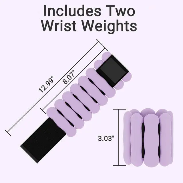 Alt view image 3 of 7 - Wrist Weights Adjustable Ankle Weights for Women Men 1lb*2 Silicone Arm & Leg Weighted Bracelet for Yoga Pilates Running Walking Swimming Physical Therapy Strength Training Purple