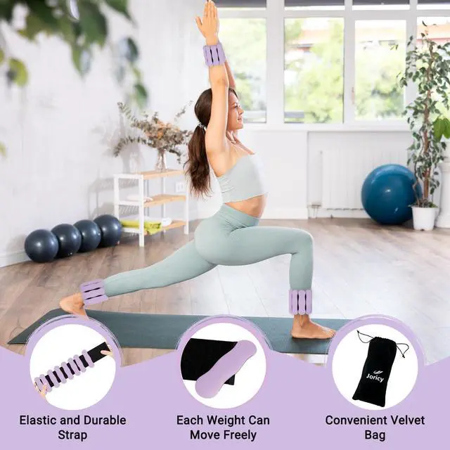 Alt view image 5 of 7 - Wrist Weights Adjustable Ankle Weights for Women Men 1lb*2 Silicone Arm & Leg Weighted Bracelet for Yoga Pilates Running Walking Swimming Physical Therapy Strength Training Purple