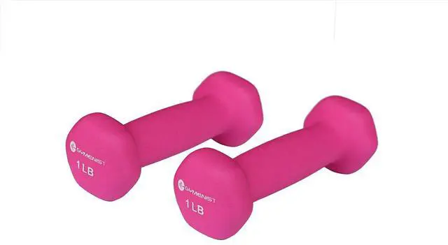Main image of GYMENIST Pair of Dumbbells Set of 2 Soft Non Slip Grip Dumbbells Pair Covered with Neoprene (1 LB)