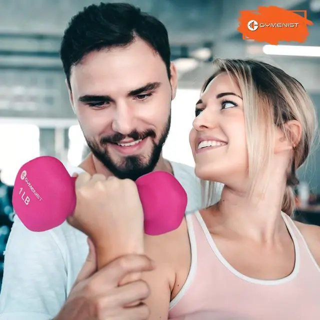 Alt view image 7 of 7 - GYMENIST Pair of Dumbbells Set of 2 Soft Non Slip Grip Dumbbells Pair Covered with Neoprene (1 LB)