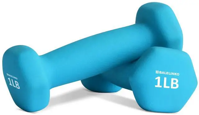 Main image of Balelinko Hand Weight Neoprene Coated Dumbbell, Exercise & Fitness Dumbbell for Home Gym Equipment Workouts Strength Training Free Weights for Women, Men, Seniors, Teens, and Youth, 1 LB Blue, Pair