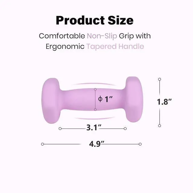 Alt view image 4 of 7 - LIONSCOOL Neoprene Coated Dumbbell Weights (Lavender 1lb Pair)
