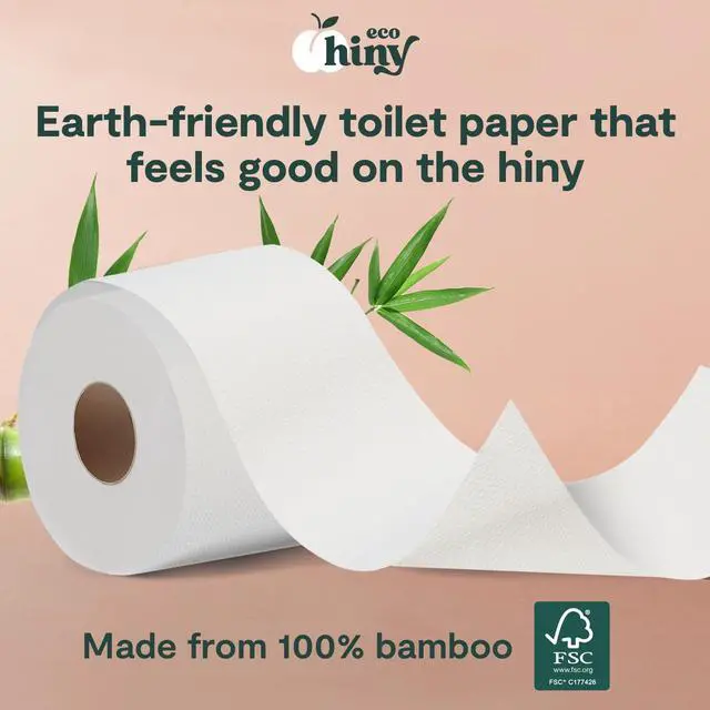 Alt view image 2 of 7 - ecoHiny Premium & Soft Bamboo Toilet Paper | PFAS Free | 6 Mega Rolls, 3 ply & 350 Sheets | Non Toxic, FSC Certified, Septic Safe, BPA Free | Tree Free Toilet Tissue | Plastic Free Packaging