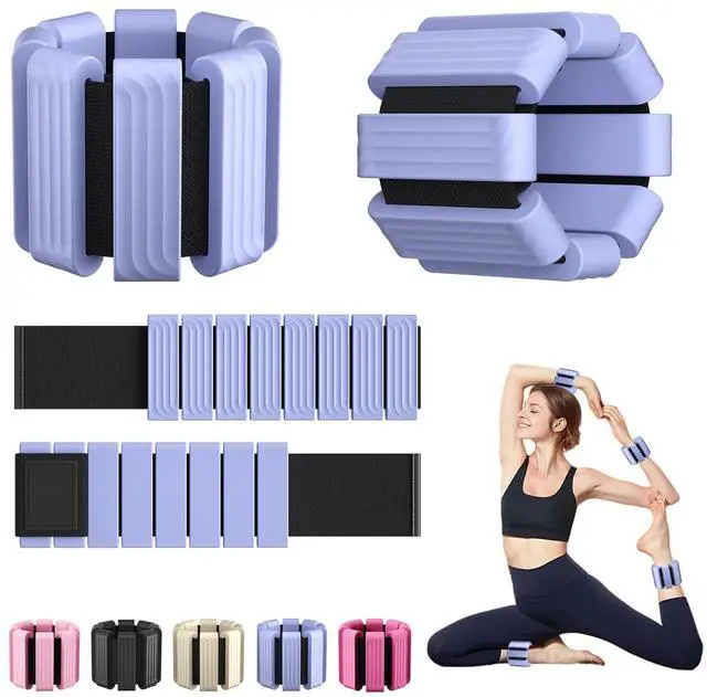 Main image of Pilates Wrist and Ankle Weights for Women - Adjustable Weighted Bangles for Men, 2 lbs Weighted Arm Bands Foot Leg Weights for Walking, Yoga, Training, Exercise, Running, Set of 2 (1LB Each) (Blue)