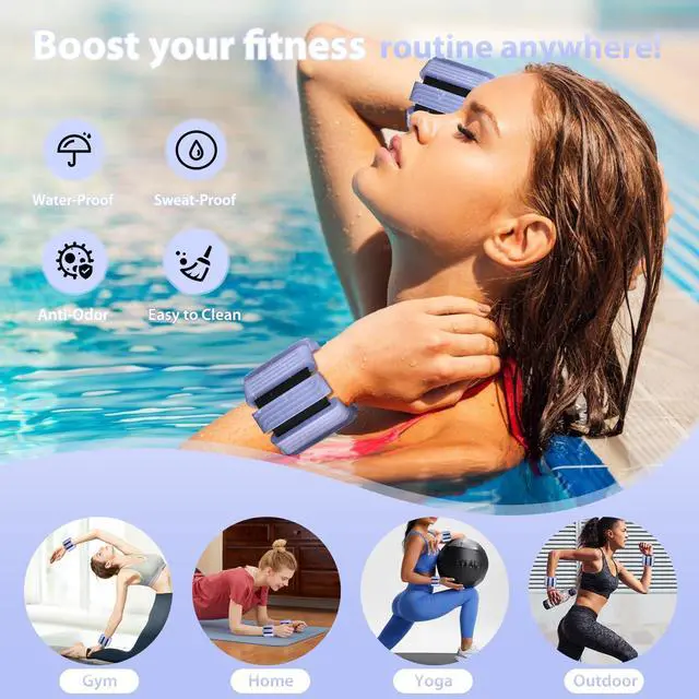 Alt view image 5 of 6 - Pilates Wrist and Ankle Weights for Women - Adjustable Weighted Bangles for Men, 2 lbs Weighted Arm Bands Foot Leg Weights for Walking, Yoga, Training, Exercise, Running, Set of 2 (1LB Each) (Blue)