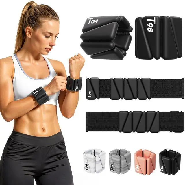Main image of T98 Wrist & Ankle Weights for Women Men, Wearable Wrist Weights Set of 2(1Lbs Each), Adjustable Arm Leg Bracelet Weights for Strength Training, Aerobics, Barre, Suit for Home Outdoor Workout