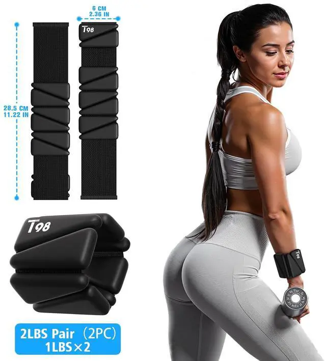 Alt view image 4 of 7 - T98 Wrist & Ankle Weights for Women Men, Wearable Wrist Weights Set of 2(1Lbs Each), Adjustable Arm Leg Bracelet Weights for Strength Training, Aerobics, Barre, Suit for Home Outdoor Workout