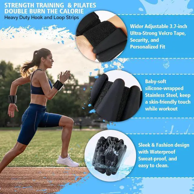 Alt view image 3 of 7 - T98 Wrist & Ankle Weights for Women Men, Wearable Wrist Weights Set of 2(1Lbs Each), Adjustable Arm Leg Bracelet Weights for Strength Training, Aerobics, Barre, Suit for Home Outdoor Workout