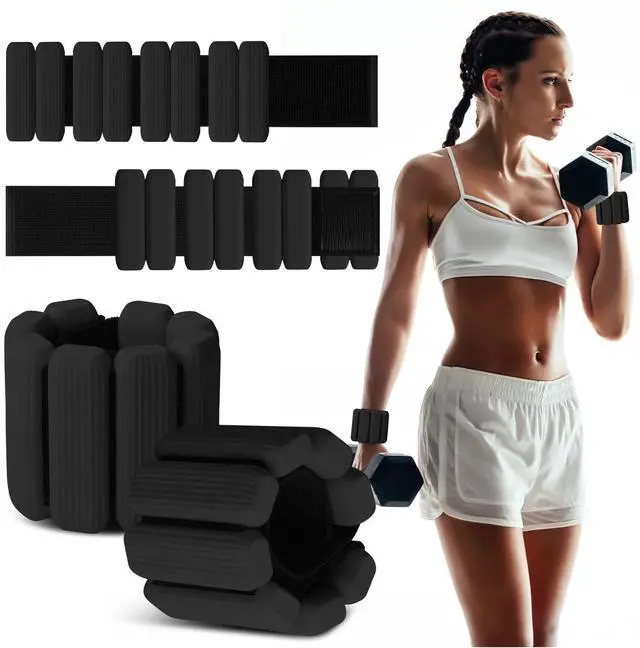 Main image of MESUADESI Wrist Weights Set of 2, Wearable Wrist Ankle Weights for Women & Men, Silicone Weighted Bangles Adjustable Arm and Leg Weights for Walking Yoga Pilates Running Dance Gym 2lbBlack
