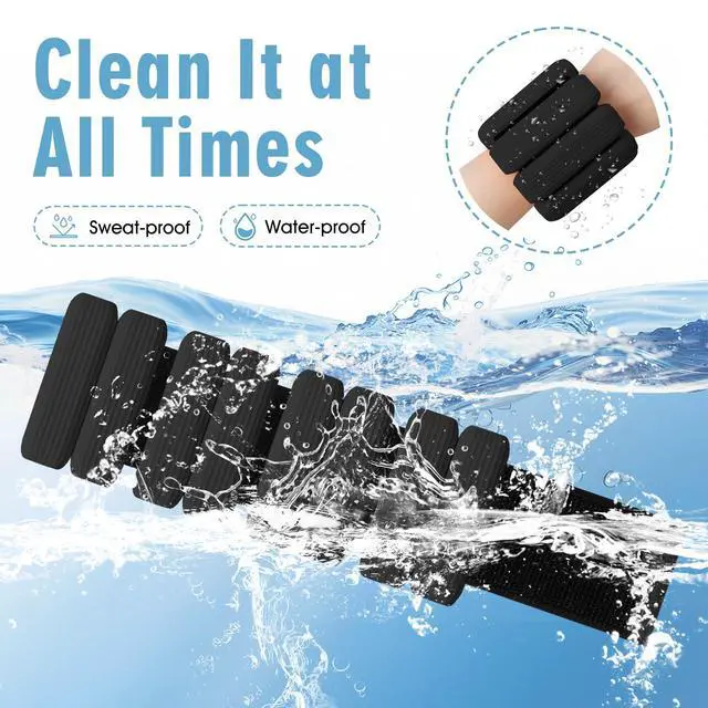 Alt view image 3 of 7 - MESUADESI Wrist Weights Set of 2, Wearable Wrist Ankle Weights for Women & Men, Silicone Weighted Bangles Adjustable Arm and Leg Weights for Walking Yoga Pilates Running Dance Gym 2lbBlack