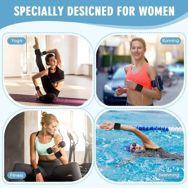 Alt view image 7 of 7 - MESUADESI Wrist Weights Set of 2, Wearable Wrist Ankle Weights for Women & Men, Silicone Weighted Bangles Adjustable Arm and Leg Weights for Walking Yoga Pilates Running Dance Gym 2lbBlack