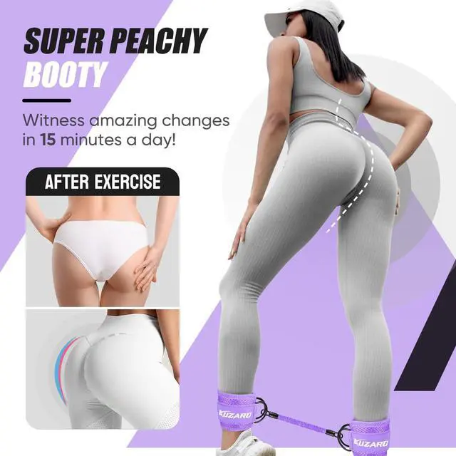 Alt view image 3 of 7 - KUZARO Ankle Resistance Bands with Cuffs, Ankle Weights Bands for Working Out, Women Leg and Glutes Workout Equipment, Exercise Bands for Kickbacks, Butt and Booty Trainer, Home Gym Fitness Equipment