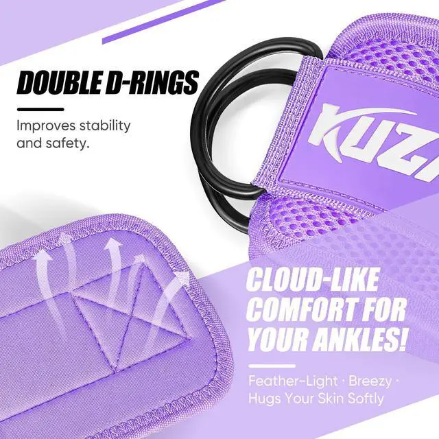 Alt view image 4 of 7 - KUZARO Ankle Resistance Bands with Cuffs, Ankle Weights Bands for Working Out, Women Leg and Glutes Workout Equipment, Exercise Bands for Kickbacks, Butt and Booty Trainer, Home Gym Fitness Equipment