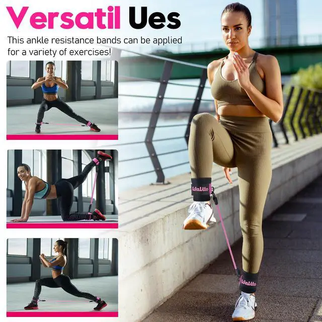 Alt view image 6 of 7 - WALITO Ankle Resistance Bands with Cuffs, Ankle Bands for Working Out, Ankle Straps for Women, Exercise Bands for Legs and Butt, Booty Workout Equipment for Kickbacks Hip Fitness Training