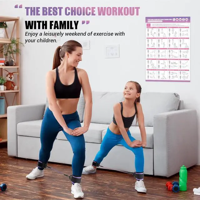 Alt view image 6 of 7 - Ankle Resistance Bands with Cuffs, Ankle Bands for Working Out, Kickbacks Hip, Leg Glute Exercise Equipment with Training Poster, Resistance Workout Equipment for Women(Purple)
