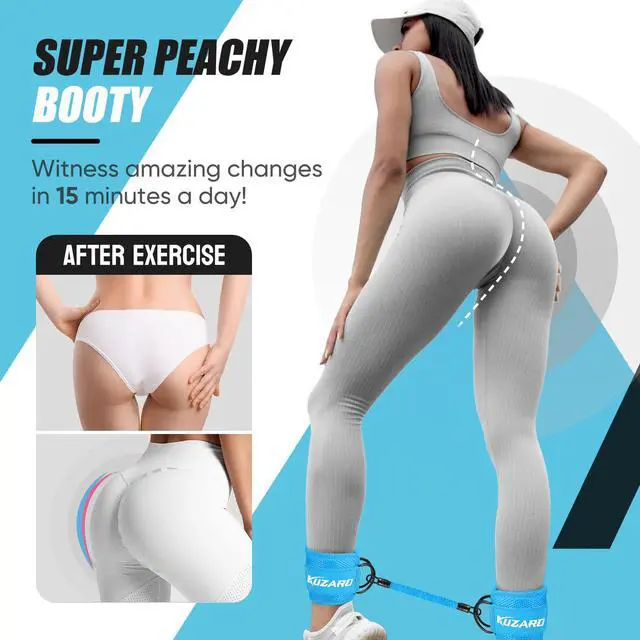 Alt view image 3 of 7 - KUZARO Ankle Resistance Bands with Cuffs, Ankle Weights Bands for Working Out, Women Leg and Glutes Workout Equipment, Exercise Bands for Kickbacks, Butt and Booty Trainer, Home Gym Fitness Equipment