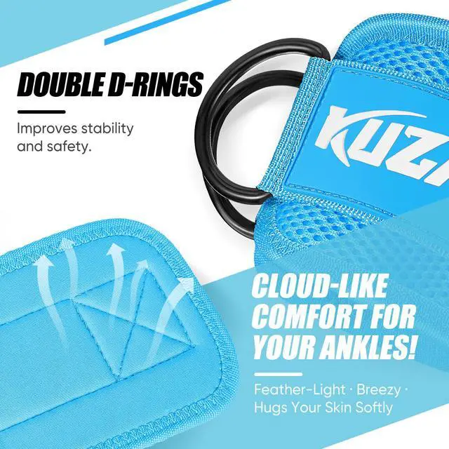 Alt view image 4 of 7 - KUZARO Ankle Resistance Bands with Cuffs, Ankle Weights Bands for Working Out, Women Leg and Glutes Workout Equipment, Exercise Bands for Kickbacks, Butt and Booty Trainer, Home Gym Fitness Equipment