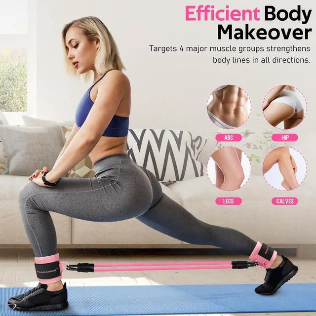 Alt view image 5 of 7 - Ankle Resistance Bands with Cuffs, Ankle Bands for Working Out, Ankle Resistance Band for Legs and Glutes Workout Equipment, Butt Exercise Equipment for Women