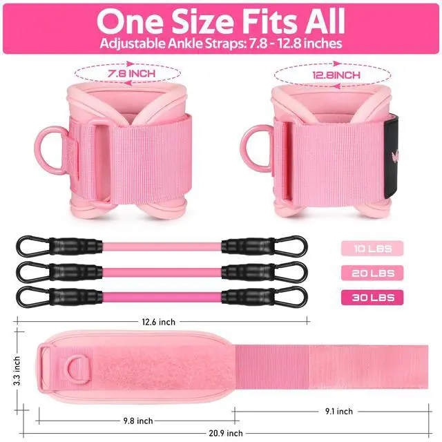 Alt view image 3 of 7 - Ankle Resistance Bands with Cuffs, Ankle Bands for Working Out, Ankle Resistance Band for Legs and Glutes Workout Equipment, Butt Exercise Equipment for Women