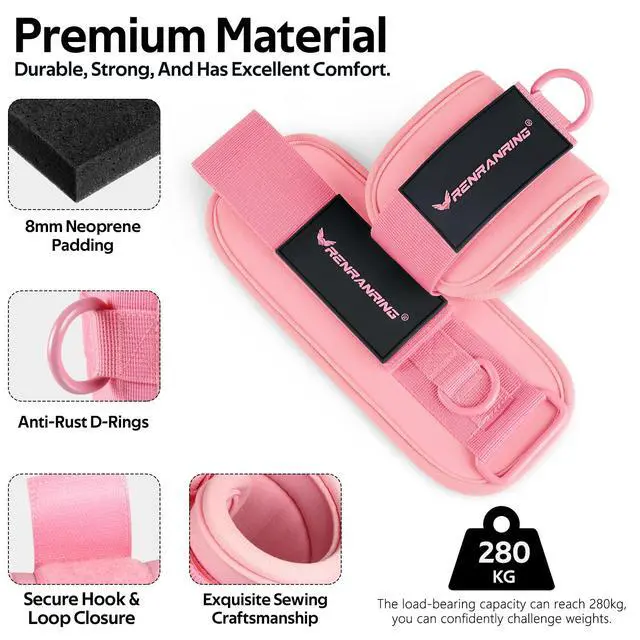 Alt view image 2 of 7 - Ankle Resistance Bands with Cuffs, Ankle Bands for Working Out, Ankle Resistance Band for Legs and Glutes Workout Equipment, Butt Exercise Equipment for Women