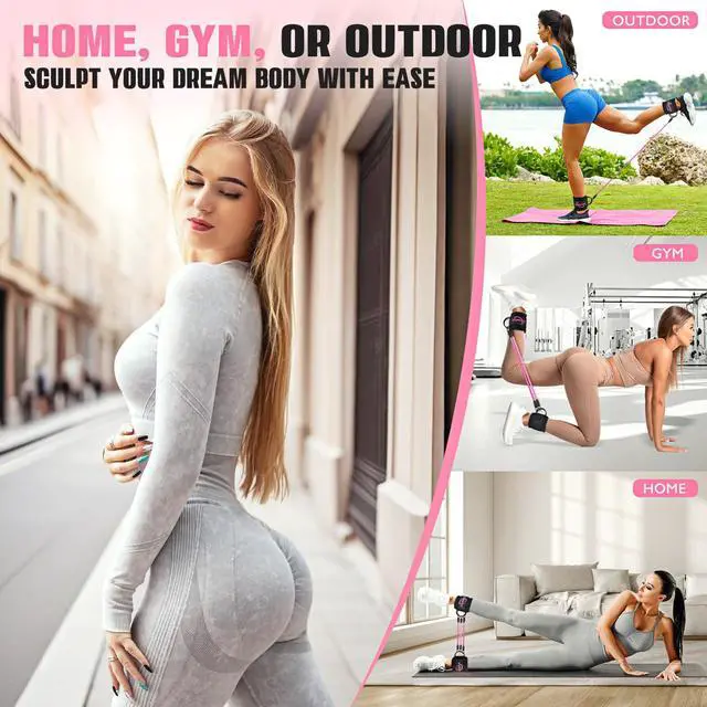 Alt view image 5 of 7 - KRNIUC Ankle Resistance Bands with Cuffs, Resistance Bands for Working Out, Home Gym Workout Equipment for Women, Pilates Exercise, Hip, Leg, Glute Ankle Weights Training- Exercise Guides Included
