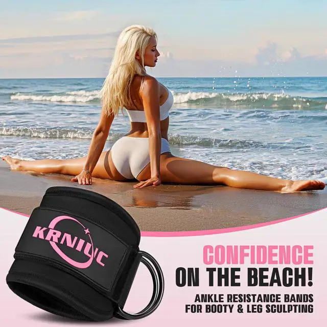 Alt view image 6 of 7 - KRNIUC Ankle Resistance Bands with Cuffs, Resistance Bands for Working Out, Home Gym Workout Equipment for Women, Pilates Exercise, Hip, Leg, Glute Ankle Weights Training- Exercise Guides Included