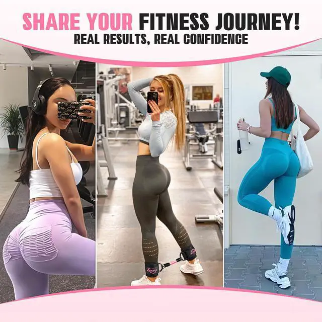 Alt view image 7 of 7 - KRNIUC Ankle Resistance Bands with Cuffs, Resistance Bands for Working Out, Home Gym Workout Equipment for Women, Pilates Exercise, Hip, Leg, Glute Ankle Weights Training- Exercise Guides Included