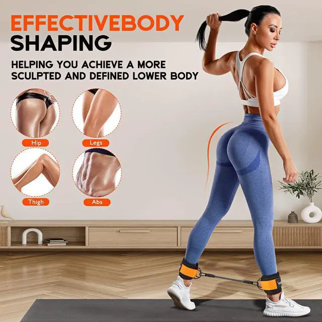 Alt view image 3 of 7 - HPYGN Ankle Resistance Bands with Cuffs, Ankle Bands for Working Out, Resistance Bands for Leg Butt Training Exercise Equipment for Kickbacks Hip Gluteus Training, Ankle Strap with Exercise Bands