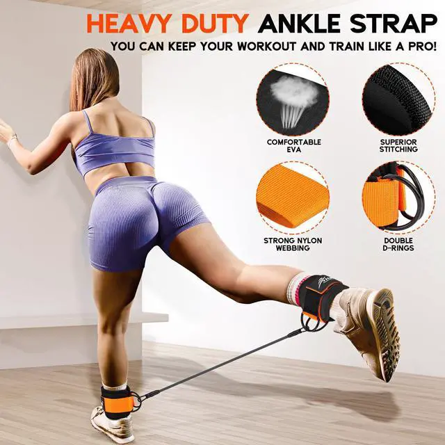 Alt view image 4 of 7 - HPYGN Ankle Resistance Bands with Cuffs, Ankle Bands for Working Out, Resistance Bands for Leg Butt Training Exercise Equipment for Kickbacks Hip Gluteus Training, Ankle Strap with Exercise Bands
