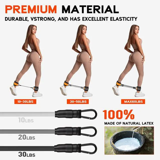Alt view image 6 of 7 - HPYGN Ankle Resistance Bands with Cuffs, Ankle Bands for Working Out, Resistance Bands for Leg Butt Training Exercise Equipment for Kickbacks Hip Gluteus Training, Ankle Strap with Exercise Bands