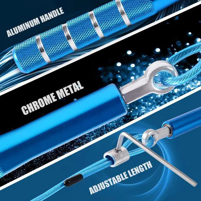Alt view image 4 of 5 - Jump Rope, Wastou Speed Jumping Rope for Training Fitness Exercise, Adjustable Adults Workout Skipping Rope for Men, Women, Kids, Girls (Blue)