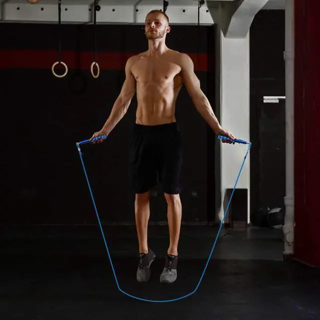 Alt view image 5 of 5 - Jump Rope, Wastou Speed Jumping Rope for Training Fitness Exercise, Adjustable Adults Workout Skipping Rope for Men, Women, Kids, Girls (Blue)
