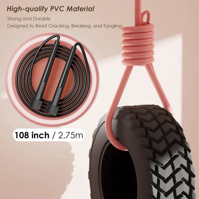 Alt view image 2 of 7 - POCFOINY 2 Pack Jump Rope for Fitness, Speed Rope Skipping Rope for Men and Women, Jumping Rope for Workout, Tangle-Free PVC Long Jump Rope Set, Adjustable Exercise Jumping Rope Boxing for Adult