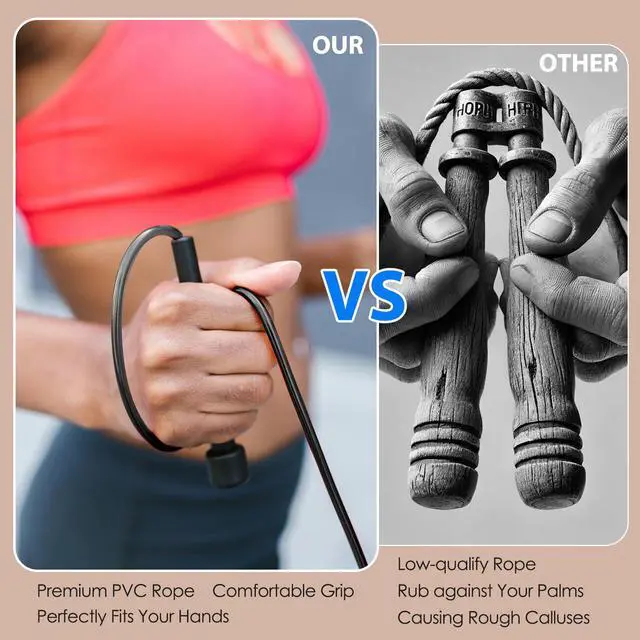 Alt view image 6 of 7 - POCFOINY 2 Pack Jump Rope for Fitness, Speed Rope Skipping Rope for Men and Women, Jumping Rope for Workout, Tangle-Free PVC Long Jump Rope Set, Adjustable Exercise Jumping Rope Boxing for Adult