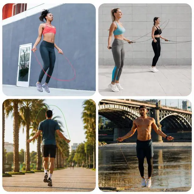 Alt view image 7 of 7 - POCFOINY 2 Pack Jump Rope for Fitness, Speed Rope Skipping Rope for Men and Women, Jumping Rope for Workout, Tangle-Free PVC Long Jump Rope Set, Adjustable Exercise Jumping Rope Boxing for Adult