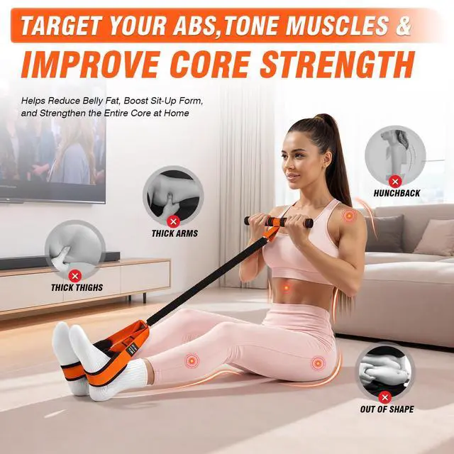 Alt view image 4 of 7 - UZTUGG Upgrade Pedal Resistance Band with Handles, Exercise Band for Women, Sit Up Equipment for Full Body Training, Core, ABS, Legs, Glutes, Arms, Pilates, Physical Therapy, Strength Training