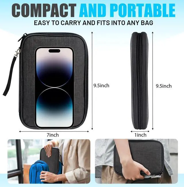Alt view image 2 of 7 - YONSEN Travel Cable Organizer Bag, Electronics Organizer Tech Pouch with Double Layers for Cords, Chargers, Phone, Earphones, USBs, SD Cards - Travel Essentials Portable Waterproof Tech Pouch