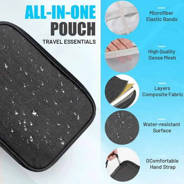 Alt view image 4 of 7 - YONSEN Travel Cable Organizer Bag, Electronics Organizer Tech Pouch with Double Layers for Cords, Chargers, Phone, Earphones, USBs, SD Cards - Travel Essentials Portable Waterproof Tech Pouch