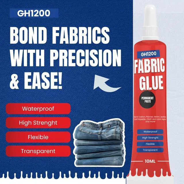 Alt view image 2 of 7 - Fabric Glue Permanent (10 ML x 8), Fabric Glue for Clothing Permanent Washable for Rhinestones, Patches, Clothes, Denim, Leather, Polyester, Fabrics, Doll Repair, Flannel, Cotton & More
