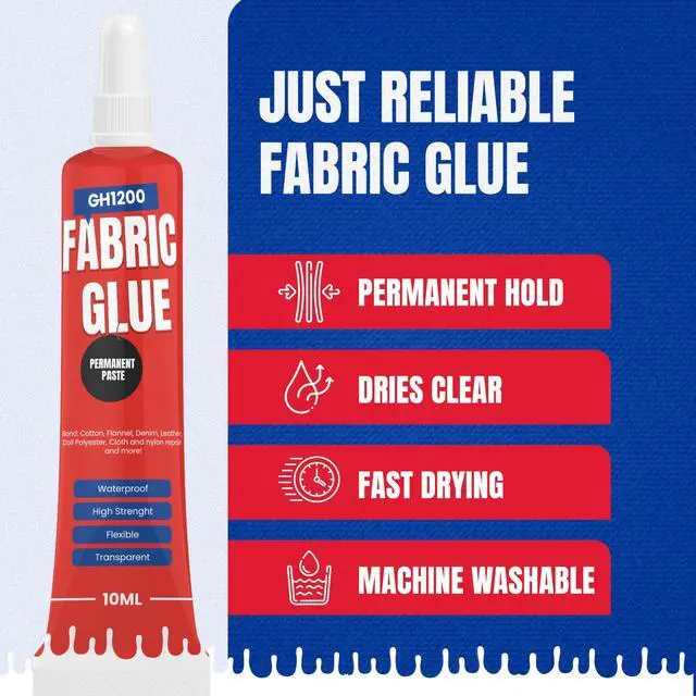 Alt view image 4 of 7 - Fabric Glue Permanent (10 ML x 8), Fabric Glue for Clothing Permanent Washable for Rhinestones, Patches, Clothes, Denim, Leather, Polyester, Fabrics, Doll Repair, Flannel, Cotton & More