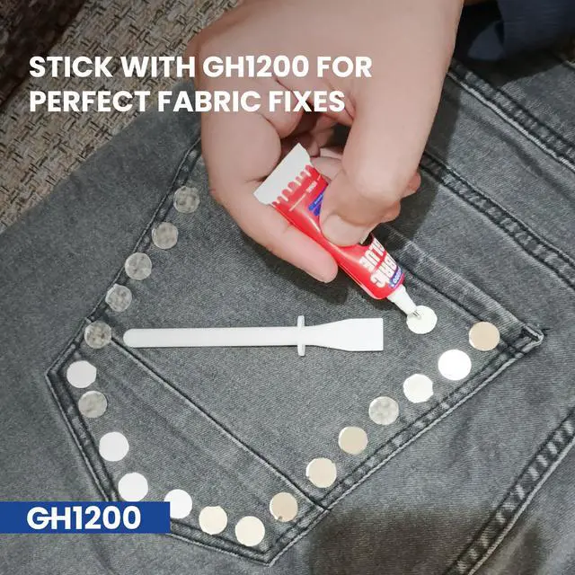 Alt view image 5 of 7 - Fabric Glue Permanent (10 ML x 8), Fabric Glue for Clothing Permanent Washable for Rhinestones, Patches, Clothes, Denim, Leather, Polyester, Fabrics, Doll Repair, Flannel, Cotton & More