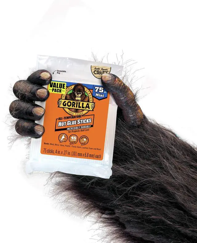 Alt view image 2 of 7 - Gorilla Hot Glue Sticks, Clear Glue, Mini Size 4" Long x 0.27" Diameter, 75 Count (Pack of 1) - Safe for All Temperatures with Extended Working Time