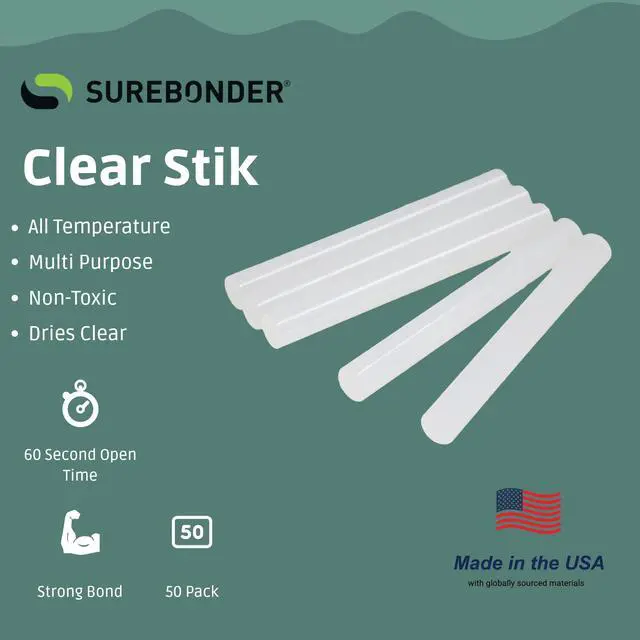 Alt view image 2 of 7 - Surebonder Full Size Hot Glue Sticks 50-Pack, Clear, Non-Toxic, Multi-Temp, 4-Inch x 0.43-Inch for Full Size Glue Guns, DIY, Arts, Crafts & Home Repairs