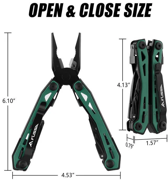 Alt view image 2 of 6 - FLISSA 16-in-1 Multi Tool Pliers, Gifts for Men Dad, Stainless Steel EDC Multitool with Pocket Knife, Belt Clip and Oxford Pouch, Self-locking Multipurpose Utility Multi-Tool for Camping Outdoor