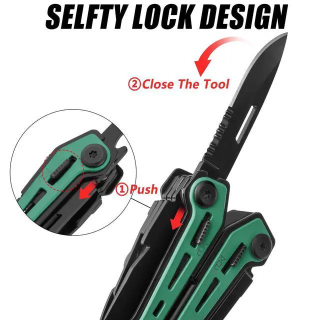 Alt view image 4 of 6 - FLISSA 16-in-1 Multi Tool Pliers, Gifts for Men Dad, Stainless Steel EDC Multitool with Pocket Knife, Belt Clip and Oxford Pouch, Self-locking Multipurpose Utility Multi-Tool for Camping Outdoor