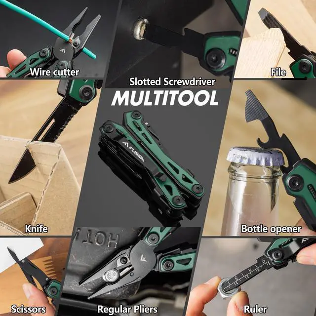 Alt view image 6 of 6 - FLISSA 16-in-1 Multi Tool Pliers, Gifts for Men Dad, Stainless Steel EDC Multitool with Pocket Knife, Belt Clip and Oxford Pouch, Self-locking Multipurpose Utility Multi-Tool for Camping Outdoor
