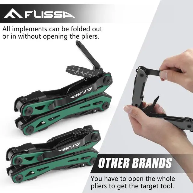 Alt view image 5 of 6 - FLISSA 16-in-1 Multi Tool Pliers, Gifts for Men Dad, Stainless Steel EDC Multitool with Pocket Knife, Belt Clip and Oxford Pouch, Self-locking Multipurpose Utility Multi-Tool for Camping Outdoor